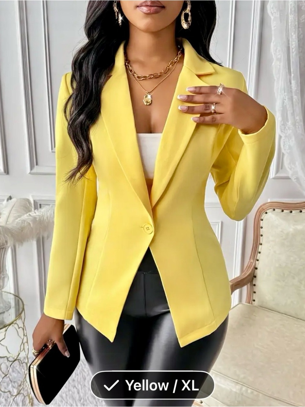 XL Tailored Yellow Light Weight Single-Button Women's Blazer